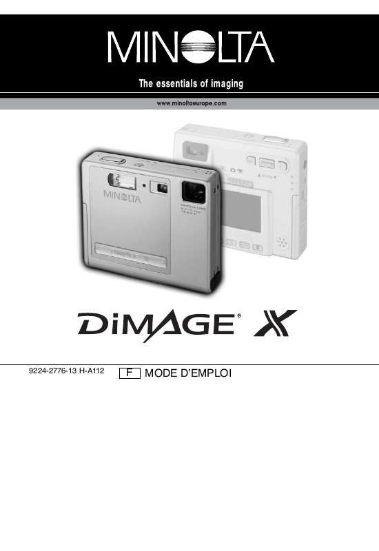 Notice KONICA MINOLTA DIMAGE X appareil photo Trouver une solution à